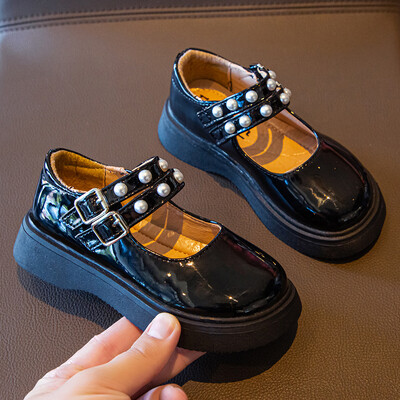 Moda Toamna Pantofi Printesa Perla Copii Fetita Scoala Copii Pantofi Rochie Petrecere Pantofi din piele 2021 3 4 5 6 7 8 9 10 11 12 Ani