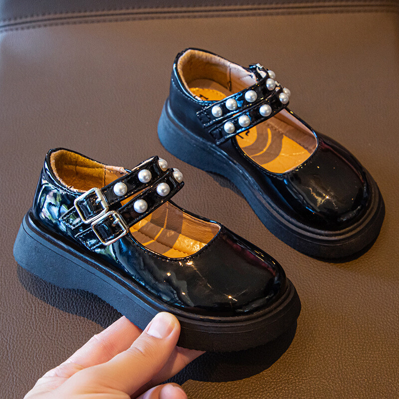 Moda Toamna Pantofi Printesa Perla Copii Fetita Scoala Copii Pantofi Rochie Petrecere Pantofi din piele 2021 3 4 5 6 7 8 9 10 11 12 Ani