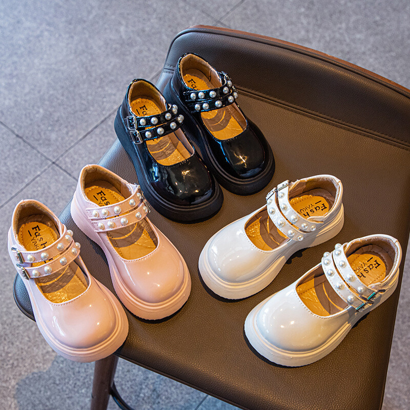 Moda Toamna Pantofi Printesa Perla Copii Fetita Scoala Copii Pantofi Rochie Petrecere Pantofi din piele 2021 3 4 5 6 7 8 9 10 11 12 Ani