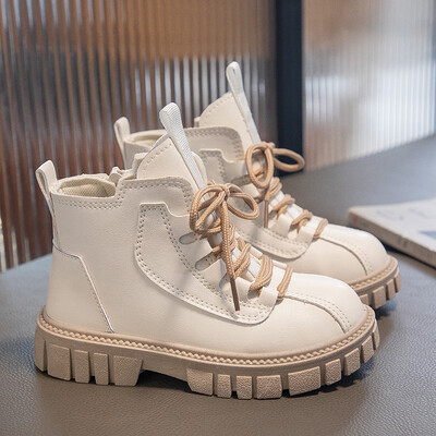 Sügistalv poisid Tüdrukud Briti nahast moekingad vabaaja mugavad lühikesed saapad, lastele libisemisvastased saapad, suurus 26-37