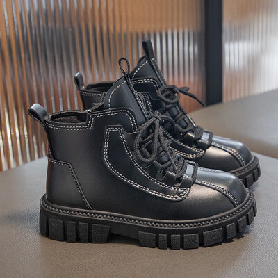 Sügistalv poisid Tüdrukud Briti nahast moekingad vabaaja mugavad lühikesed saapad, lastele libisemisvastased saapad, suurus 26-37