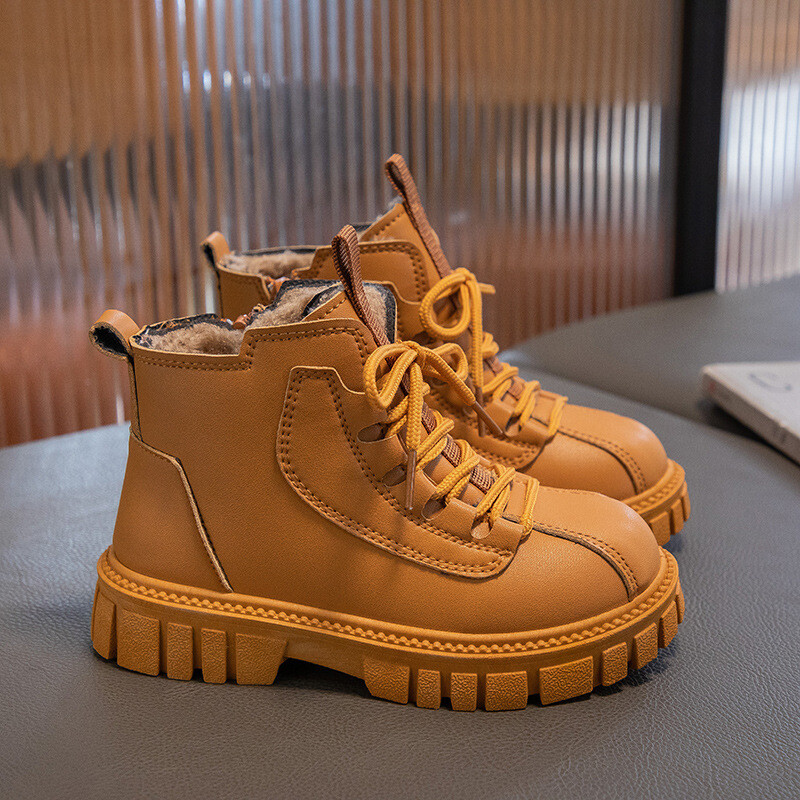 Sügistalv poisid Tüdrukud Briti nahast moekingad vabaaja mugavad lühikesed saapad, lastele libisemisvastased saapad, suurus 26-37