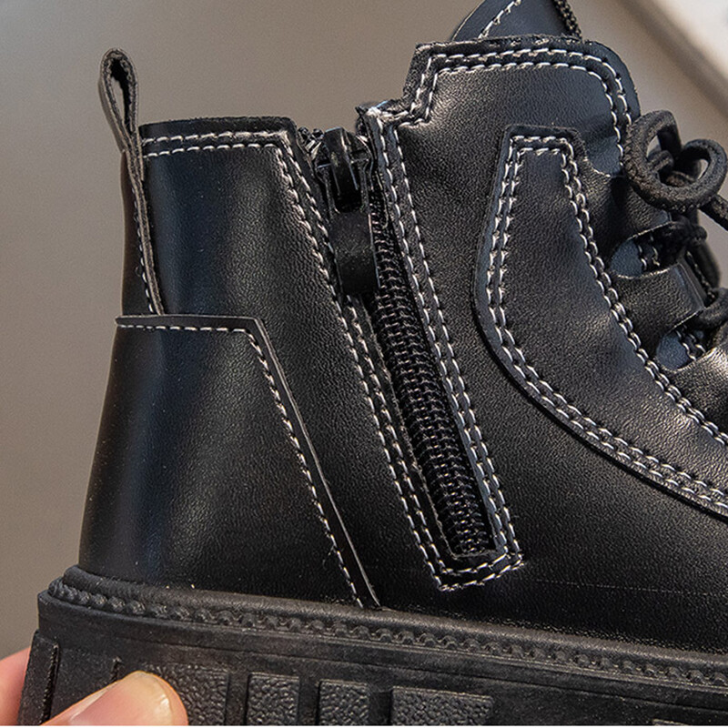 Sügistalv poisid Tüdrukud Briti nahast moekingad vabaaja mugavad lühikesed saapad, lastele libisemisvastased saapad, suurus 26-37