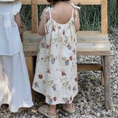 2024 suvi Beebitüdruku multikas trükitud slingi kleit Lasteriided Tüdrukute vaba vabaaja varrukateta printsessikleit 1-7A