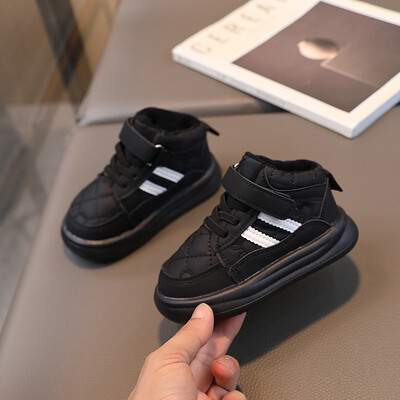 Uued laste vabaajajalatsid poistele Tüdrukutele Kõrge ülaosaga sporditossud Lastele Ruuduline PU-nahast lumesaapad Beebi libisemiskindlad vabaajajalatsid