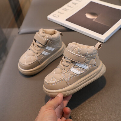 Uued laste vabaajajalatsid poistele Tüdrukutele Kõrge ülaosaga sporditossud Lastele Ruuduline PU-nahast lumesaapad Beebi libisemiskindlad vabaajajalatsid