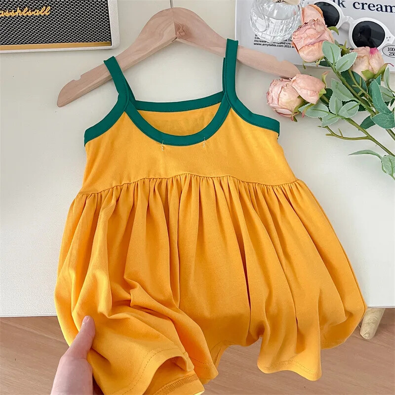 Tüdrukute vabaajakleidid Kirjatrükk Suspenid Lastekleidid 1–7-aastastele tüdrukutele Väikelaste riided Tüdrukute suvekleit