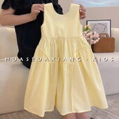 Beebitüdrukute kleit Korea lasteriided suvetüdrukute väike värske ühevärviline varrukateta kleit