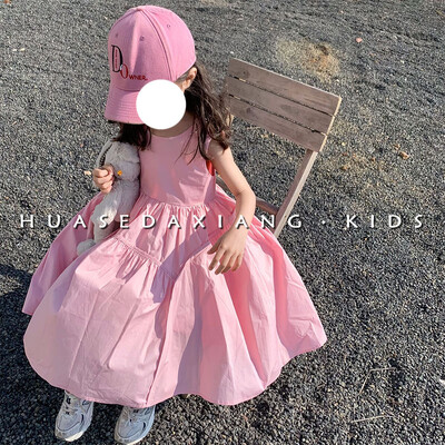 Beebitüdrukute kleit Korea lasteriided suvetüdrukute väike värske ühevärviline varrukateta kleit