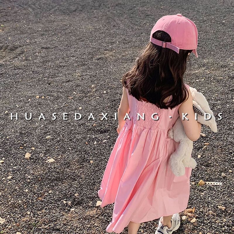 Beebitüdrukute kleit Korea lasteriided suvetüdrukute väike värske ühevärviline varrukateta kleit