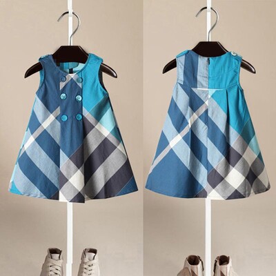 3-7 godina stara beba 2023. proljeće i ljeto Nova dječja odjeća Karirana pamučna haljina za djevojčice Prsluk Suknja za djevojčice Dječje haljine za princeze