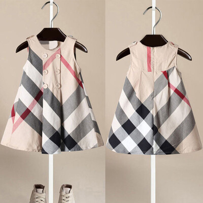 3-7 godina stara beba 2023. proljeće i ljeto Nova dječja odjeća Karirana pamučna haljina za djevojčice Prsluk Suknja za djevojčice Dječje haljine za princeze