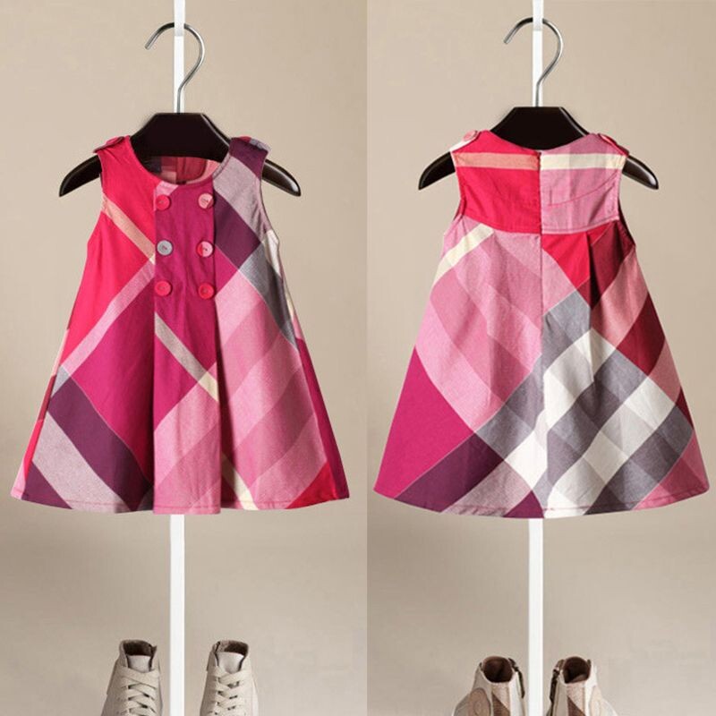 3-7 godina stara beba 2023. proljeće i ljeto Nova dječja odjeća Karirana pamučna haljina za djevojčice Prsluk Suknja za djevojčice Dječje haljine za princeze