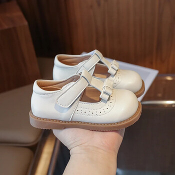 Girls Princess Shoes 2024 New Children Shoes Big Children Μαύρο PU Δερμάτινο Ακαδημαϊκό Wind School Student Loafer