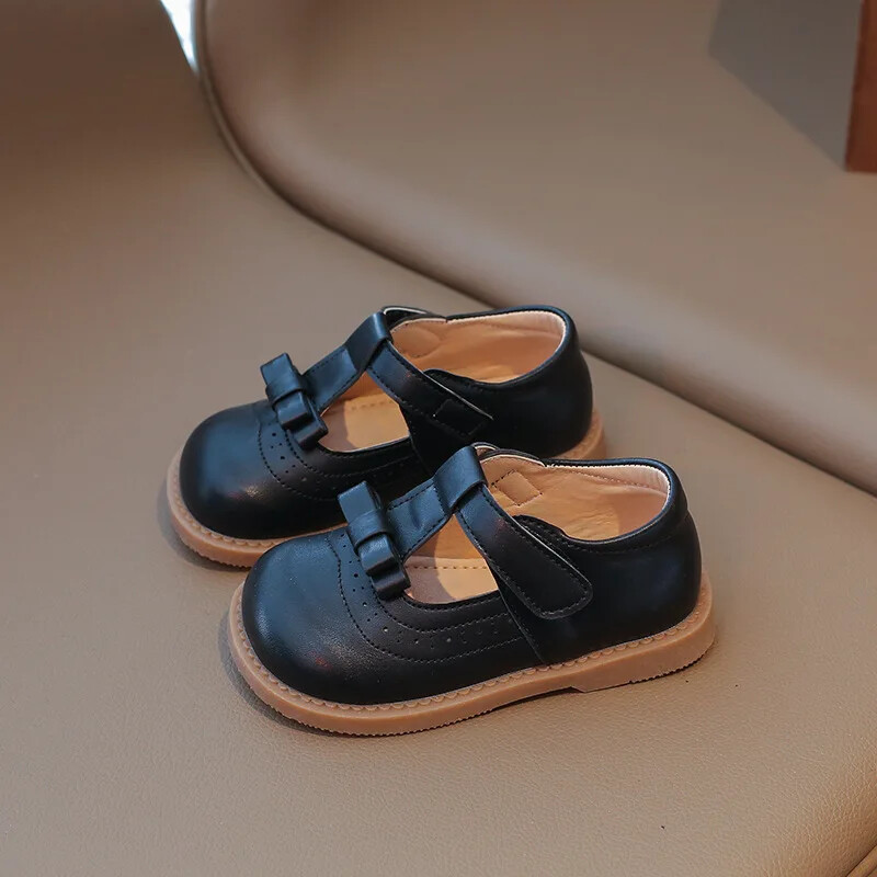 Tüdrukute printsessikingad 2024 Uued lastejalatsid suurte laste must PU-nahast Akadeemiline Tuulekooli õpilaspüks