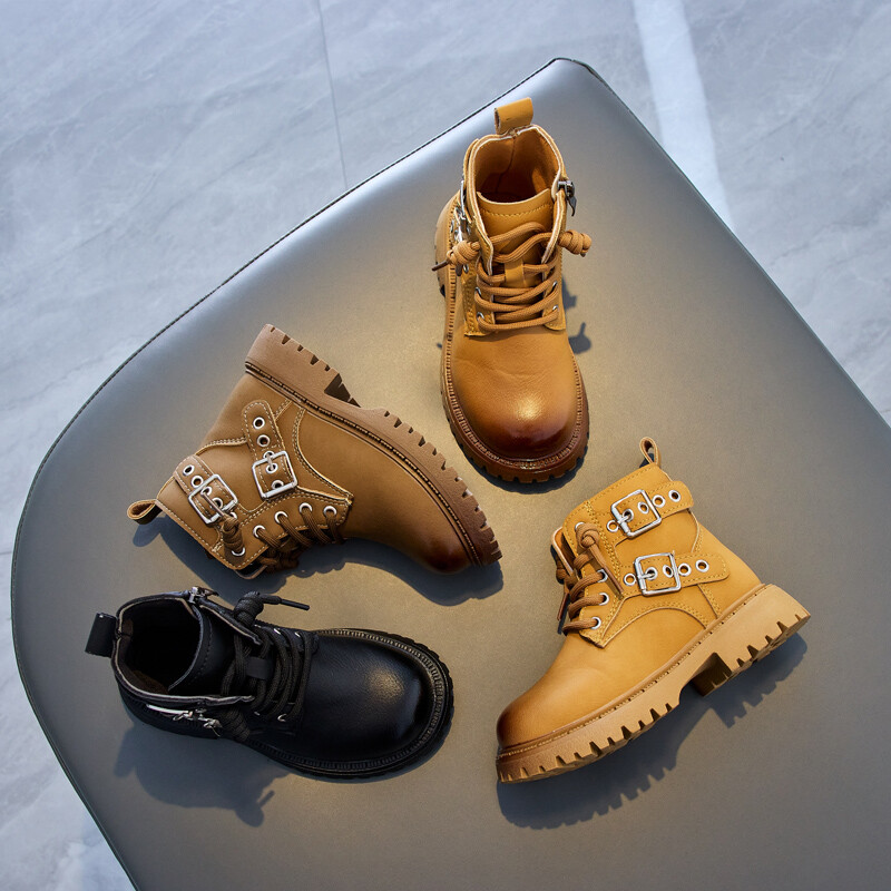 Copii Toamna Fete Botine Catarama Cool Primavara Noi Cizme Baieti Culoare Solida Retro 2023 Pantofi Copii pentru Podium Casual