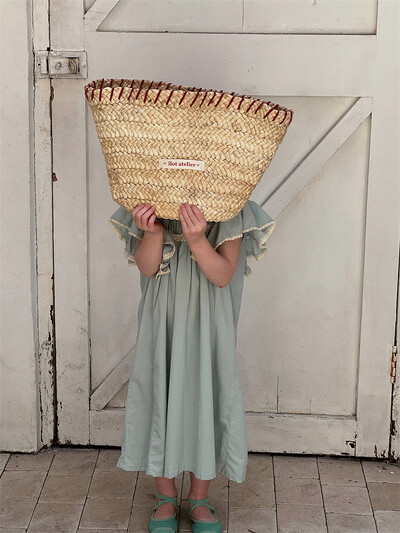 Haljina za djevojčice 2024. u korejskom stilu, nova, jednobojna, labava, udobna modna ljetna dječja haljina princeze s lotos rukavima