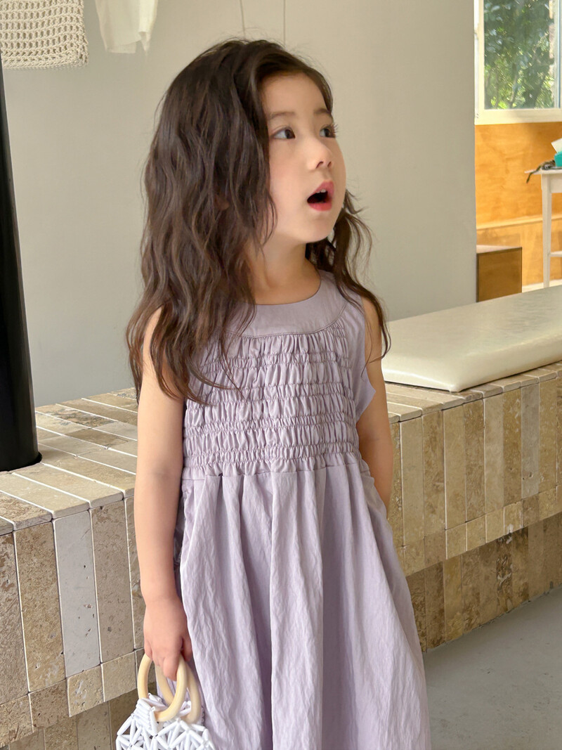 Jednobojna haljina bez rukava za korejske djevojke 2024. Nova ljetna dječja dječja haljina od pamučne suknje 2024.