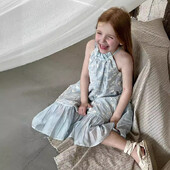 Нова лятна рокля за момиче 2024 г., корейско издание, детски дизайн, нежна и темпераментна рокля, рокли за момичета на цветя