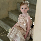 Rochii casual pentru fete de vară Îmbrăcăminte nouă pentru copii Fete coreene Fete coreene Sling jacquard Long plisat simplu 2024