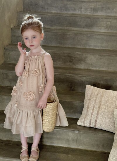 Rochii casual pentru fete de vară Îmbrăcăminte nouă pentru copii Fete coreene Fete coreene Sling jacquard Long plisat simplu 2024