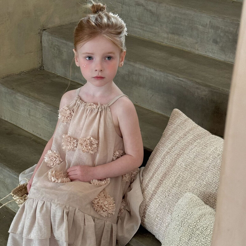 Rochii casual pentru fete de vară Îmbrăcăminte nouă pentru copii Fete coreene Fete coreene Sling jacquard Long plisat simplu 2024