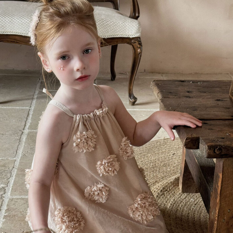 Rochii casual pentru fete de vară Îmbrăcăminte nouă pentru copii Fete coreene Fete coreene Sling jacquard Long plisat simplu 2024