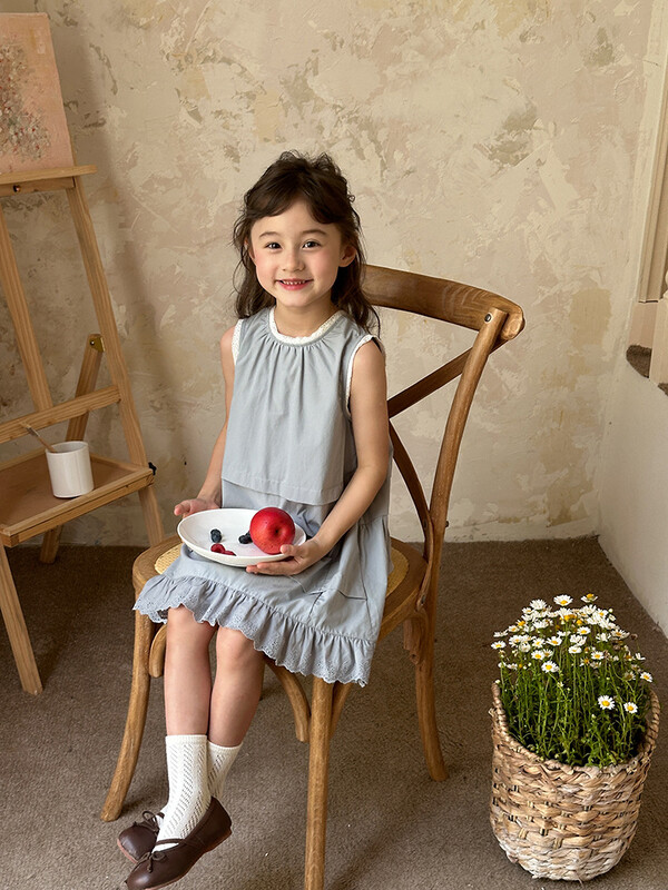 Îmbrăcăminte copii fete rochie dulce din dantelă stil francez design Sense prințesă nou la modă culoare solidă dulci fete rochie de soare