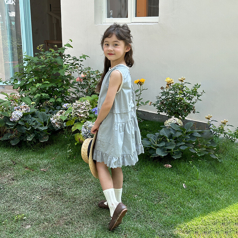 Îmbrăcăminte copii fete rochie dulce din dantelă stil francez design Sense prințesă nou la modă culoare solidă dulci fete rochie de soare