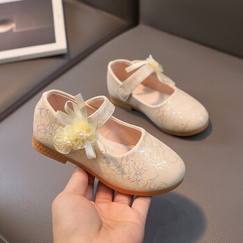 Κορίτσια Princess Shoes Γλυκά δερμάτινα παπούτσια Shallow Mouth Ballet Flats 2023 Άνοιξη Κομψά δαντέλα Flower Παιδικά παπούτσια туфли для девочки