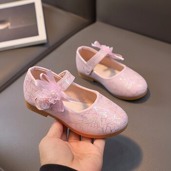 Κορίτσια Princess Shoes Γλυκά δερμάτινα παπούτσια Shallow Mouth Ballet Flats 2023 Άνοιξη Κομψά δαντέλα Flower Παιδικά παπούτσια туфли для девочки