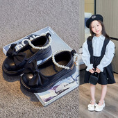 Tüdrukute nahast kingad, printsessikingad, suvised mustad Mary Jane kingad, tüdrukute kingad, pehme tallaga, libisemiskindlad lastejalatsid