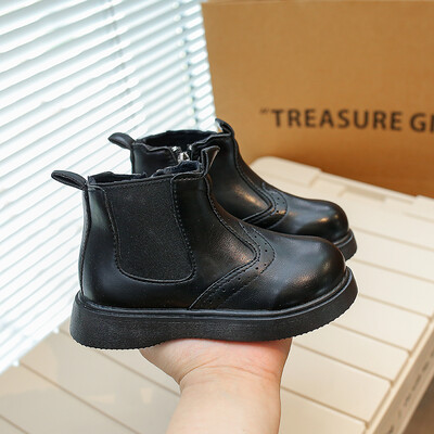 Briti stiilis laste lühikesed saapad poistele 2023. aasta sügis ja talv Uued armsad tüdrukud Retro-lihtsad lapsed Chelsea ühevärvilised saapad