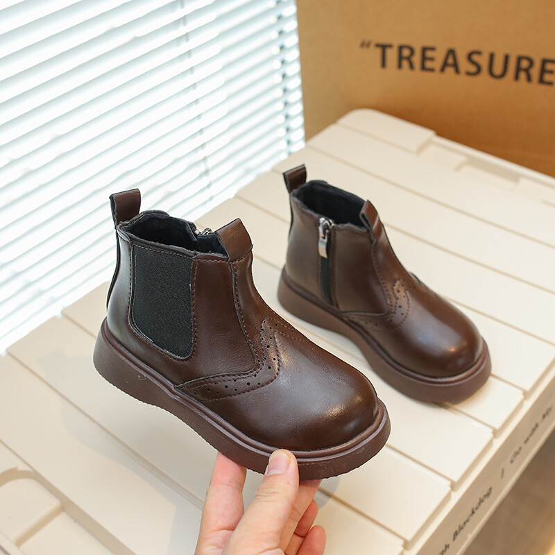 Briti stiilis laste lühikesed saapad poistele 2023. aasta sügis ja talv Uued armsad tüdrukud Retro-lihtsad lapsed Chelsea ühevärvilised saapad