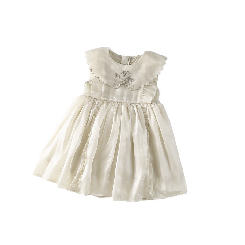 Корейски стил, нови летни детски рокли за момичета, жилетка без ръкави от чиста органза, ежедневни рокли на принцеса, ежедневно облекло за деца, рождени дни K1700