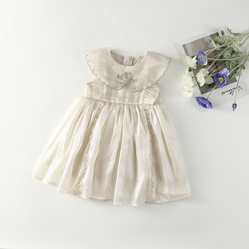 Корейски стил, нови летни детски рокли за момичета, жилетка без ръкави от чиста органза, ежедневни рокли на принцеса, ежедневно облекло за деца, рождени дни K1700
