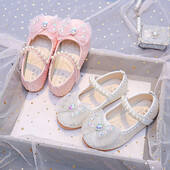 Πολυτελής σχεδίαση παιδικά δερμάτινα παπούτσια Φιόγκος Rhinestone Princess Girls Party Dance Shoes Baby Student Flats Παιδικά παπούτσια Performance