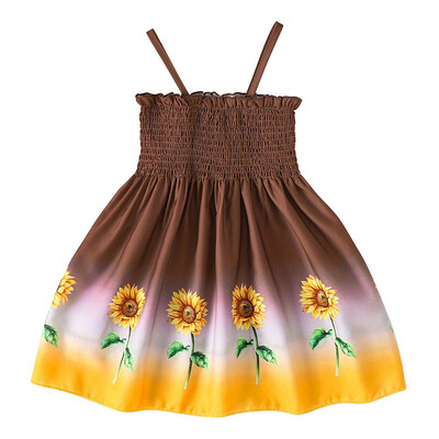 Ljetna haljina za djevojčice Gradijent suncokret print Ležerne haljine s remenima za djevojčice Sundress Udobna i modna haljina 2-8 godina