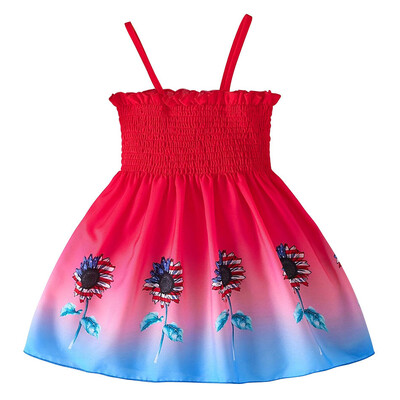 Ljetna haljina za djevojčice Gradijent suncokret print Ležerne haljine s remenima za djevojčice Sundress Udobna i modna haljina 2-8 godina
