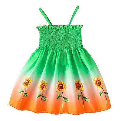 Ljetna haljina za djevojčice Gradijent suncokret print Ležerne haljine s remenima za djevojčice Sundress Udobna i modna haljina 2-8 godina