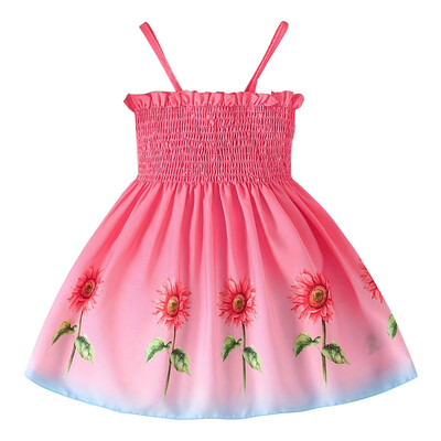Ljetna haljina za djevojčice Gradijent suncokret print Ležerne haljine s remenima za djevojčice Sundress Udobna i modna haljina 2-8 godina
