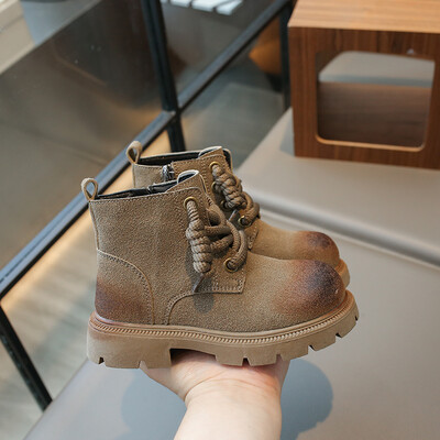 Nove kratke čizme za dječake Svestrane mekane prozračne dječje modne čizme za djevojčice gležnjače Cool Britanski stil Retro dječje čizme 2023. Slatke