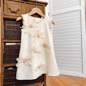 Рокля на принцеса за момичета, летни детски рокли без ръкави с цветя, модни партита за рожден ден, дрехи за малки момичета, вечерни рокли 2-7 години