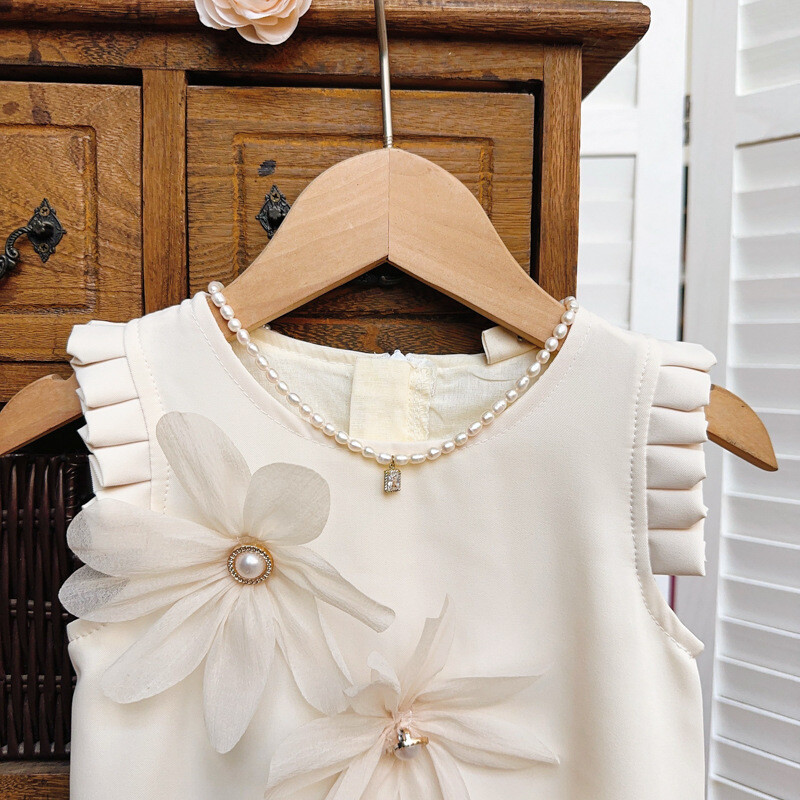 Рокля на принцеса за момичета, летни детски рокли без ръкави с цветя, модни партита за рожден ден, дрехи за малки момичета, вечерни рокли 2-7 години