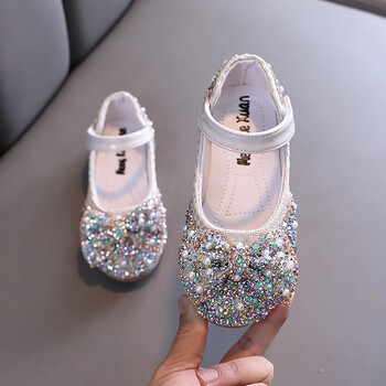 Παιδικά δερμάτινα παπούτσια Rhinestone Bowknot Princess παπούτσια για κορίτσια Μόδα Άνοιξη Φθινόπωρο Παιδικά φλατ Mary Jane Παπούτσια για πάρτι