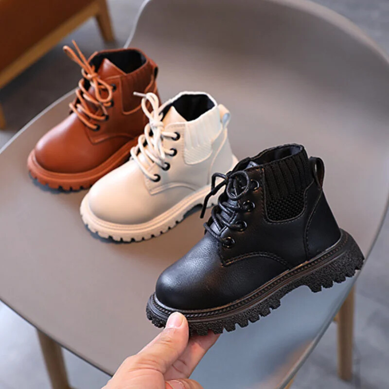 Lastejalatsid Tüdrukutele ühevärvilised saapad Sügis Talv Poiss Lumesaapad Mood Ümmarguse varbaga Lapsed Põhjuslikud Poolsaapad Kool Mitmekülgne