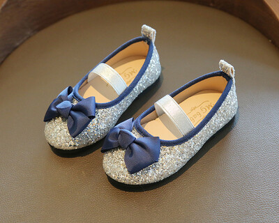 shorha Παπούτσια για κορίτσια με φιόγκο με κόμπο Flats Slip on Bling Loafers Glitter δέρμα Παιδικά Παπούτσια Princess Παπούτσια 3-11 ετών