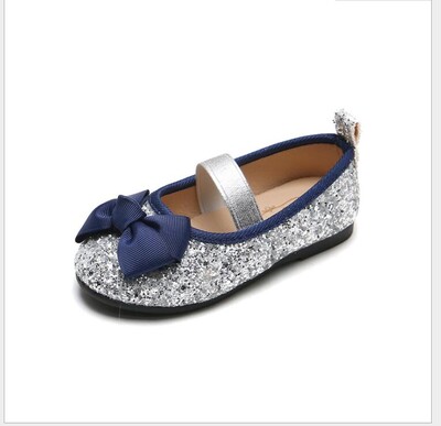 shorha Pantofi Fete Cu Arc Nod Pantofi Plati Slip on Bling Mocasini din piele cu sclipici Copii Copii Pantofi Printesa 3-11 ani