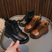 Poiste soojad poolsaapad 2023. aasta sügis- ja kevadsaapad, uued tüdrukud Retro Britain Stiilis Moodsad Laste Catwalk-saapad Klassikalised PU-st Drop Shipping