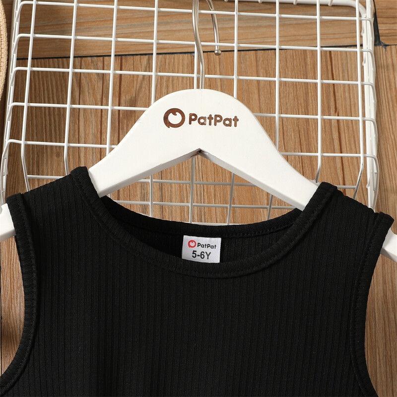 PatPat 2 buc Rochii pentru fete Haine pentru copii Buline pentru fete Cu nervuri Fete Slice Rochie și curea fără mâneci